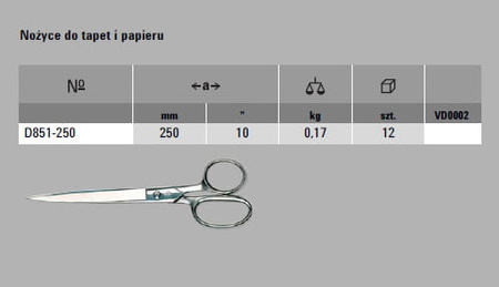 ERDI BESSEY Nożyce do tapet i papieru D851-250