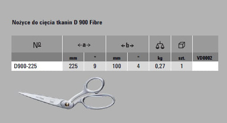 ERDI BESSEY Nożyce do cięcia tkanin D 900 Fibre D900-225