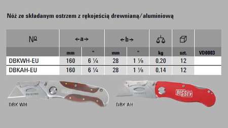 ERDI BESSEY Nóż ze składanym ostrzem z rękojeścią aluminiową DBKAH-EU