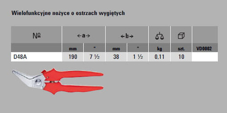 ERDI BESSEY Wielofunkcyjne nożyce o ostrzach wygiętych D48A