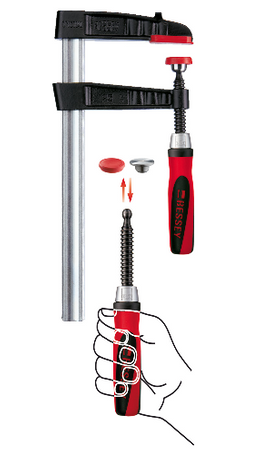 Ścisk śrubowy stolarski żeliwny Original BESSEY TG z dwukomponentową rękojeścią z tworzywa sztucznego TG100S12-2K BESSEY