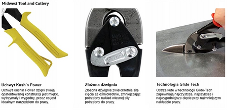 Nożyce do blachy ręczne MidWest MWT6510C 1,21 mm (lewe+prawe)